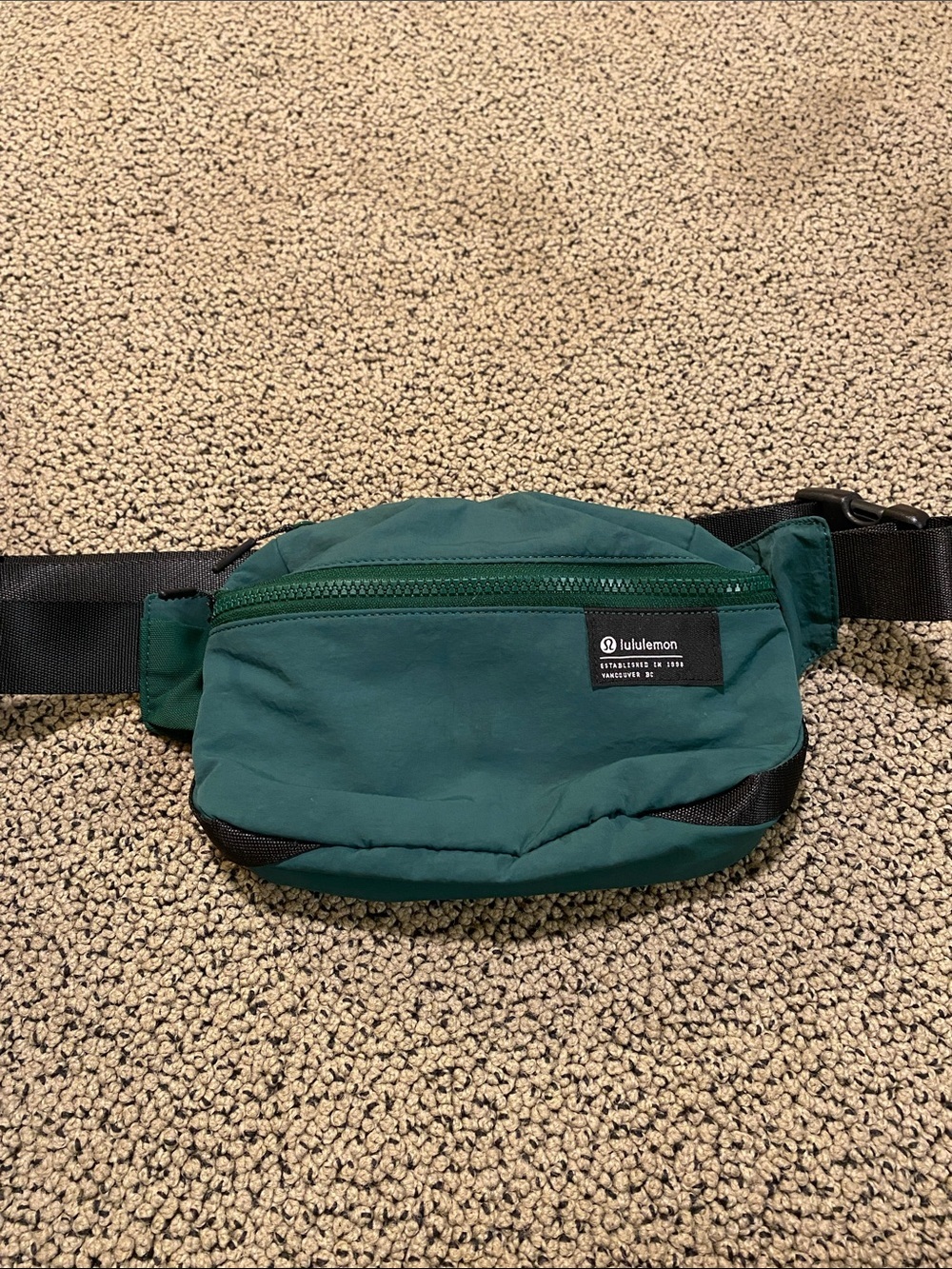 lululemon athletica Dark Teal Waist Pack with Black Strap
